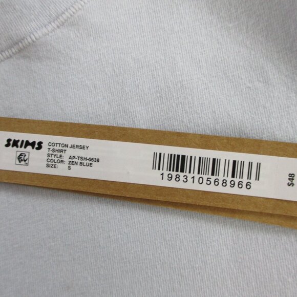 SKIMS Cotton Jersey T Shirt Womens Small Zen Blue Short Sleeve Casual Tee NWT - Picture 7 of 9